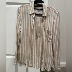 Rails Beige and White Striped Shirt